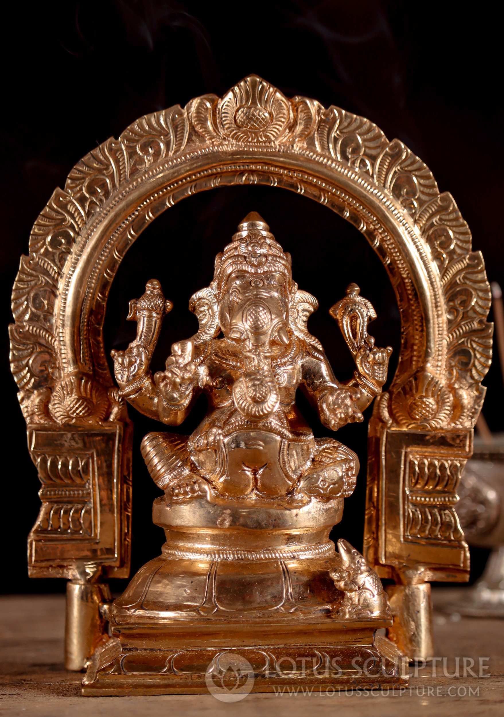 Polished South Indian Bronze Ganesh: Handcrafted Symbol of Wisdom & Prosperity 6"